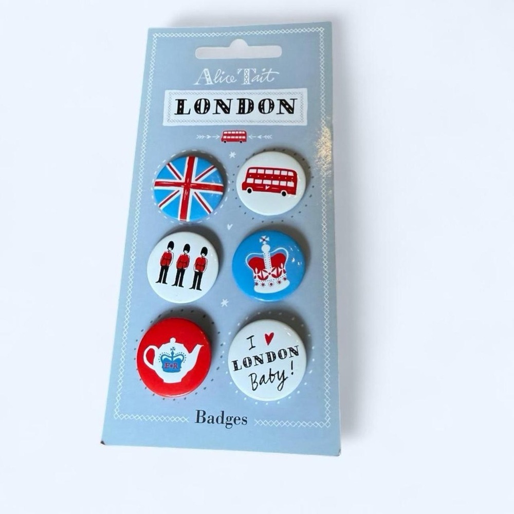Alice Tait London Themed Badges Buttons Pins Set of 6